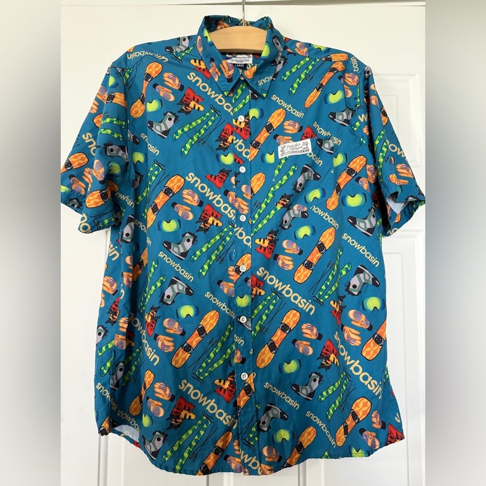 Party Shirt International PSI INTERNATIONAL MENS BUTTON UP SNOWBASIN SHIRT LARGE